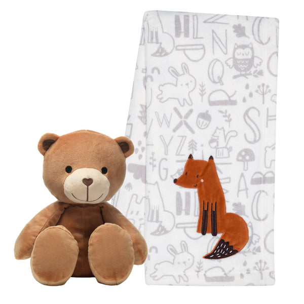 Plush Bear & Fox Baby Blanket Gift Set by Bedtime Originals