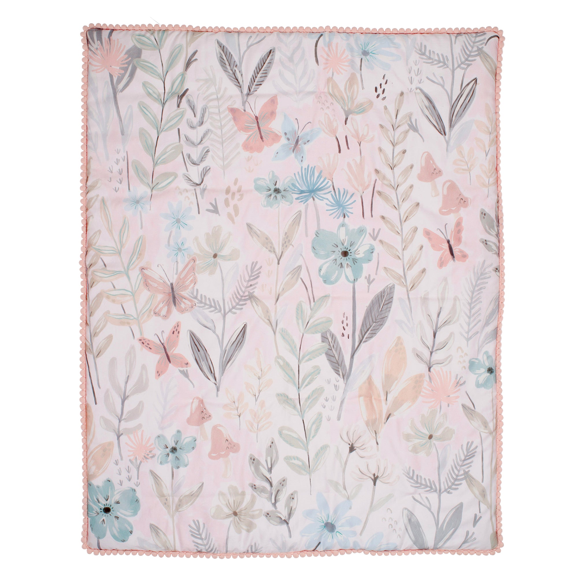 Petals - Pink/Gray/White Floral Baby Crib Bedding & Nursery
