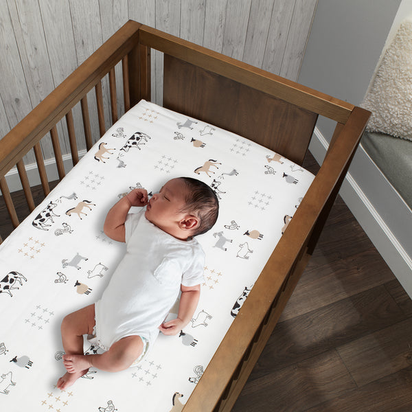 Baby Farm Cotton Fitted Crib Sheet by Lambs & Ivy