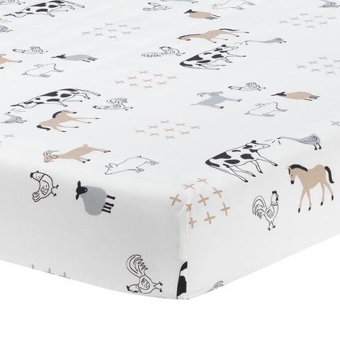 Baby Farm Cotton Fitted Crib Sheet by Lambs & Ivy