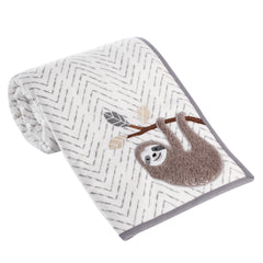 Baby Jungle Gray White Faux Shearling Sloth Baby Blanket Lambs Ivy