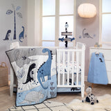 Baby Dino Blue White Dinosaur Nursery 6 Piece Crib Bedding Set Lambs Ivy