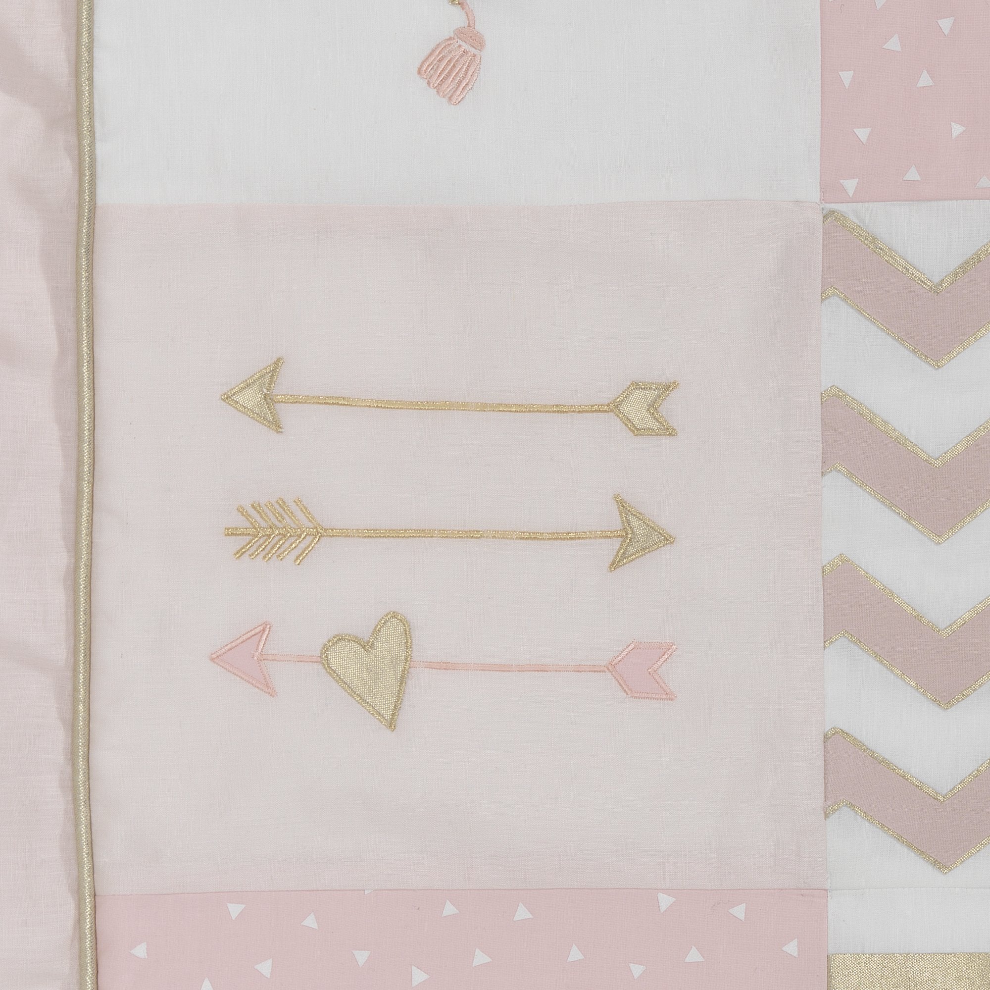 Baby Love Metallic Gold/Pink/White Hearts, Stripes and Chevrons 4