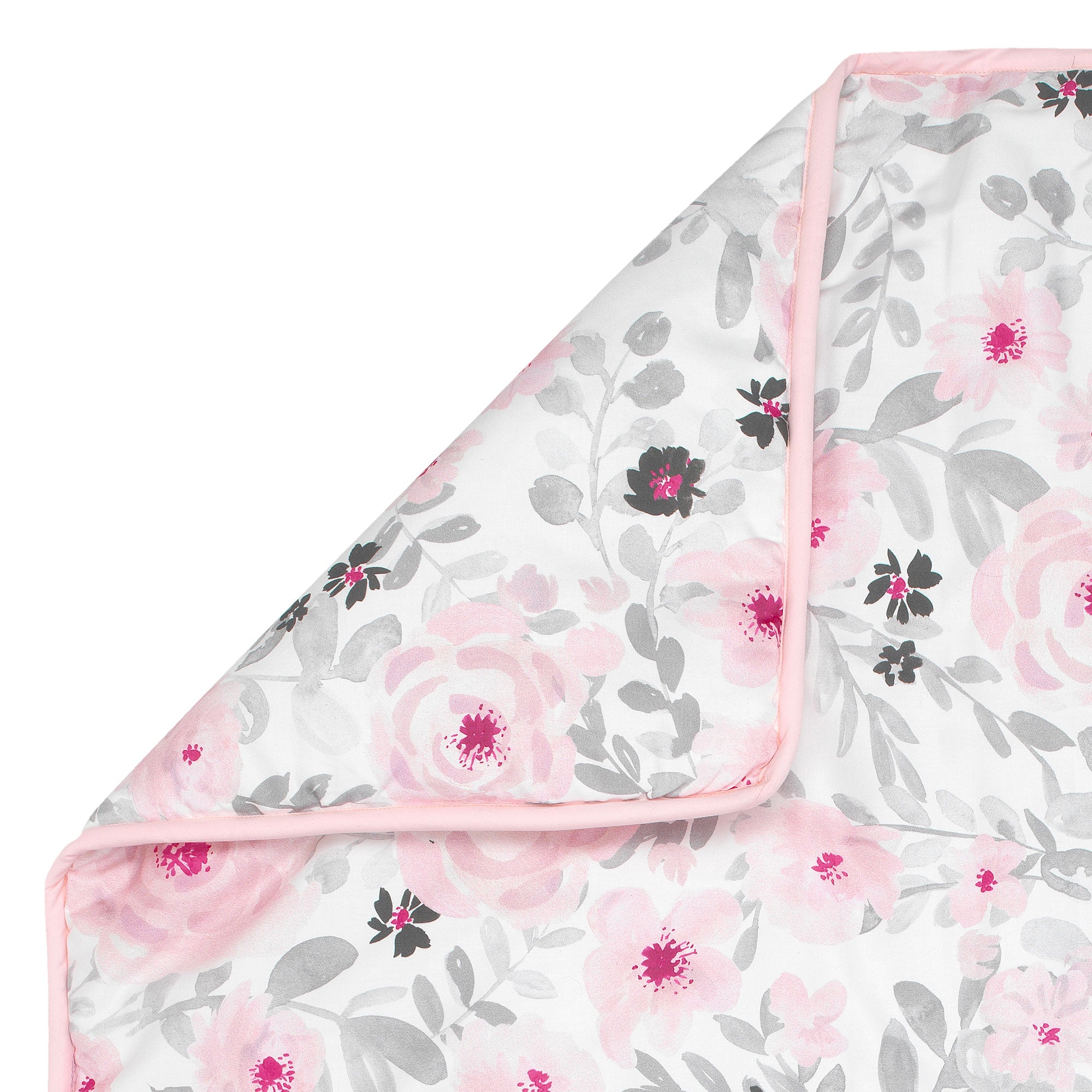 Blossom Pink Watercolor Floral 3-Piece Baby Crib Bedding Set