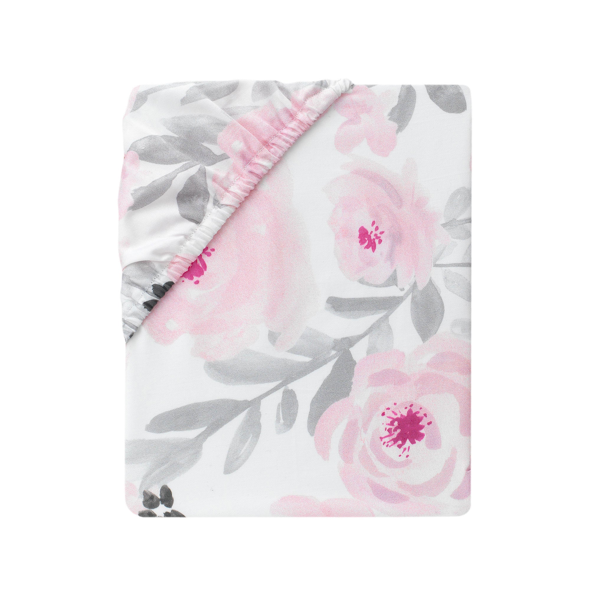 Blossom Pink Watercolor Floral 3-Piece Baby Crib Bedding Set