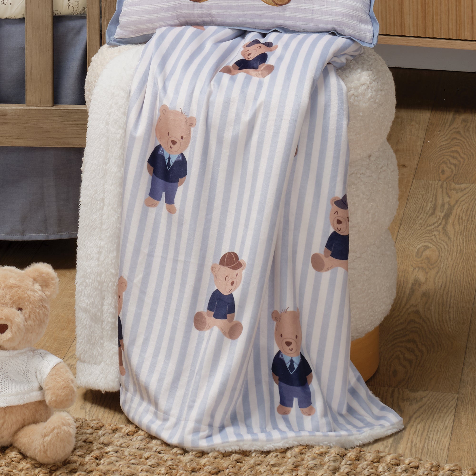 Blue Sweater Bear Baby Blanket by Lambs & Ivy