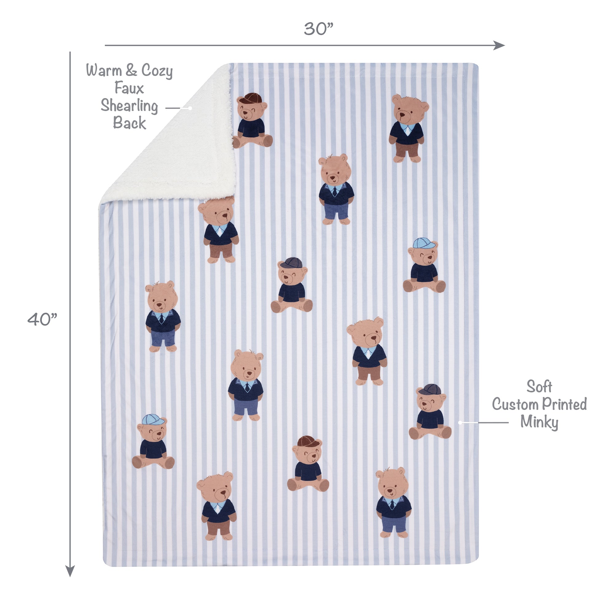 Blue Sweater Bear Baby Blanket by Lambs & Ivy