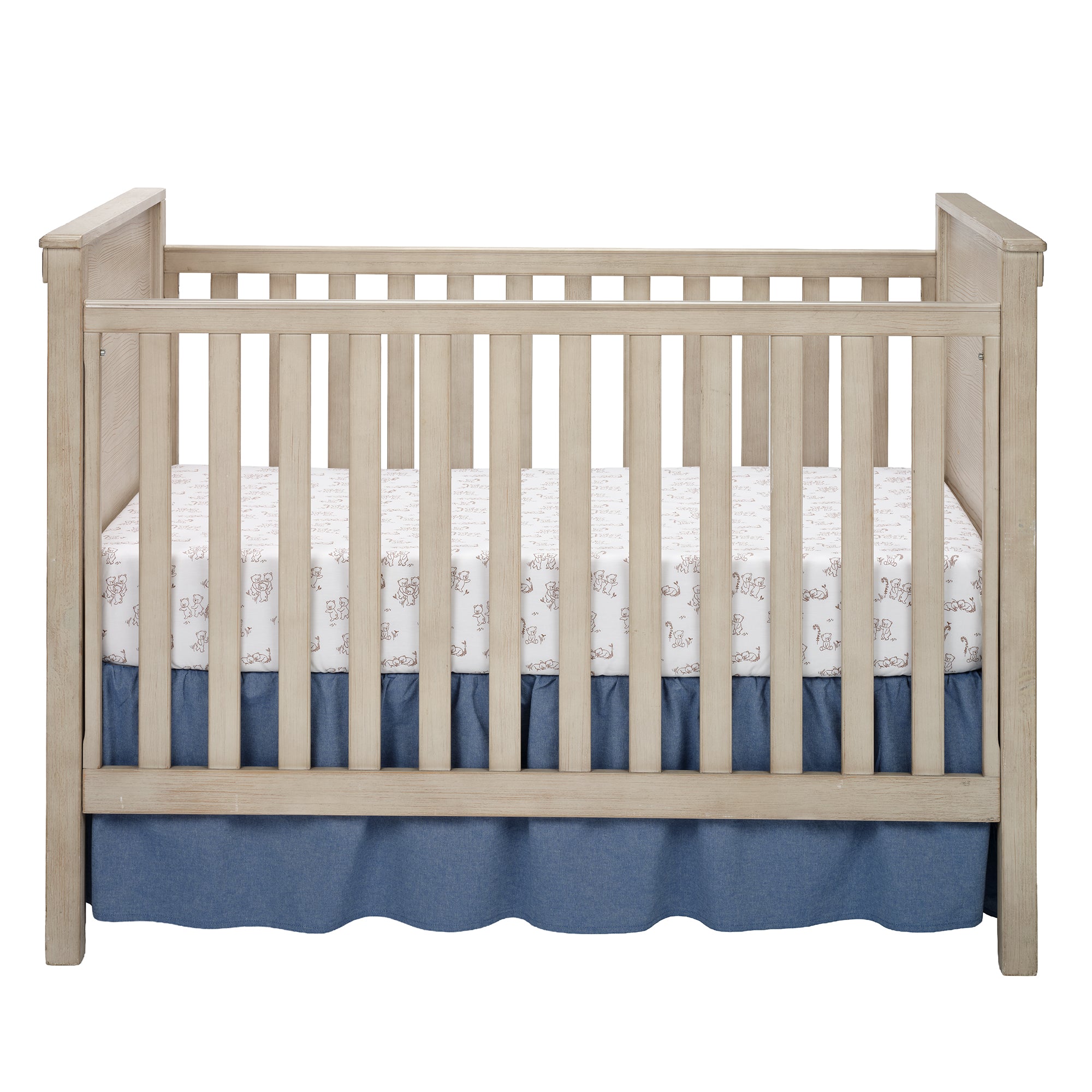 Blue Patchwork Cotton Fitted Crib Sheet by Lambs & Ivy