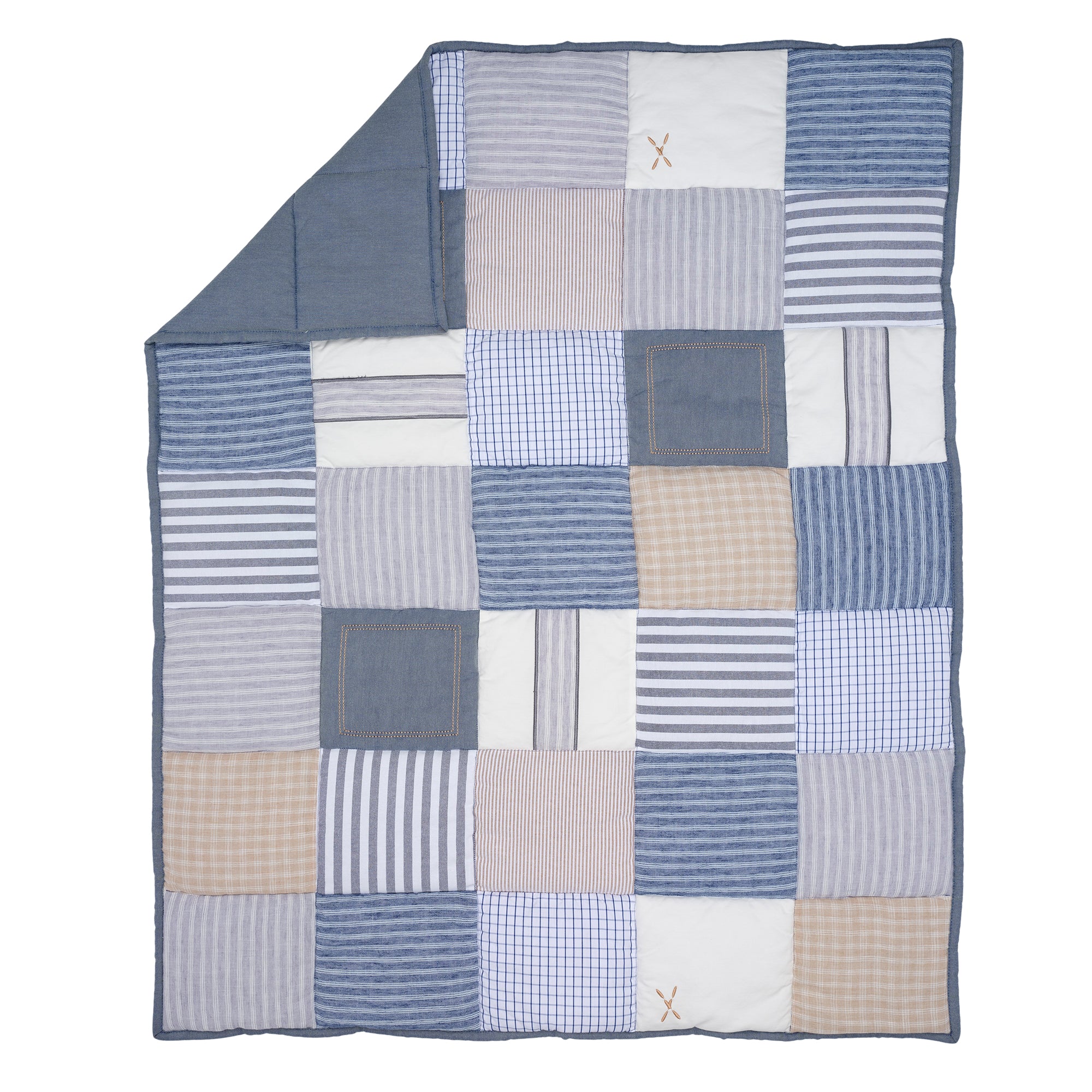 Blue Patchwork 3-Piece Crib Bedding Set by Lambs & Ivy