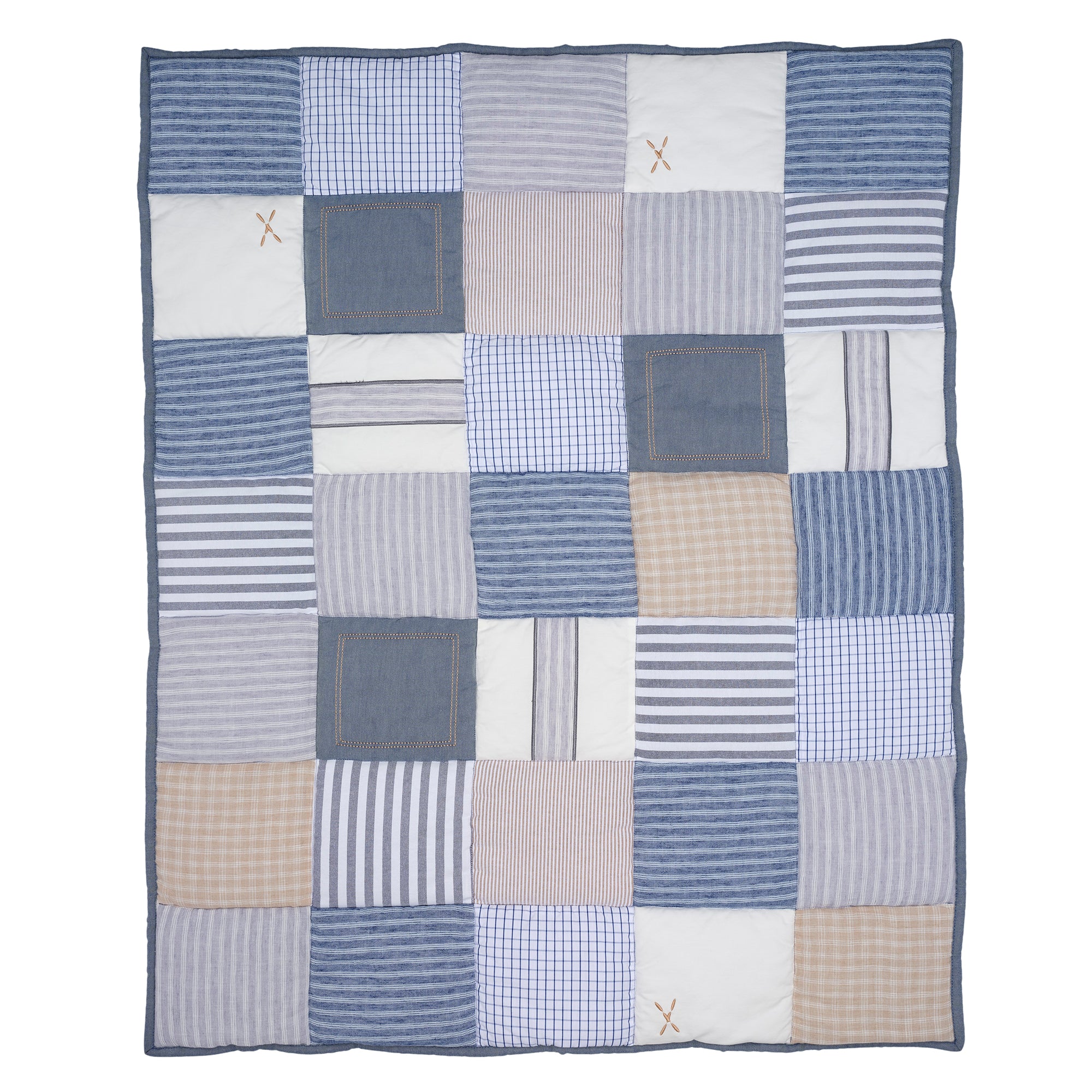 Blue Patchwork 3-Piece Crib Bedding Set by Lambs & Ivy