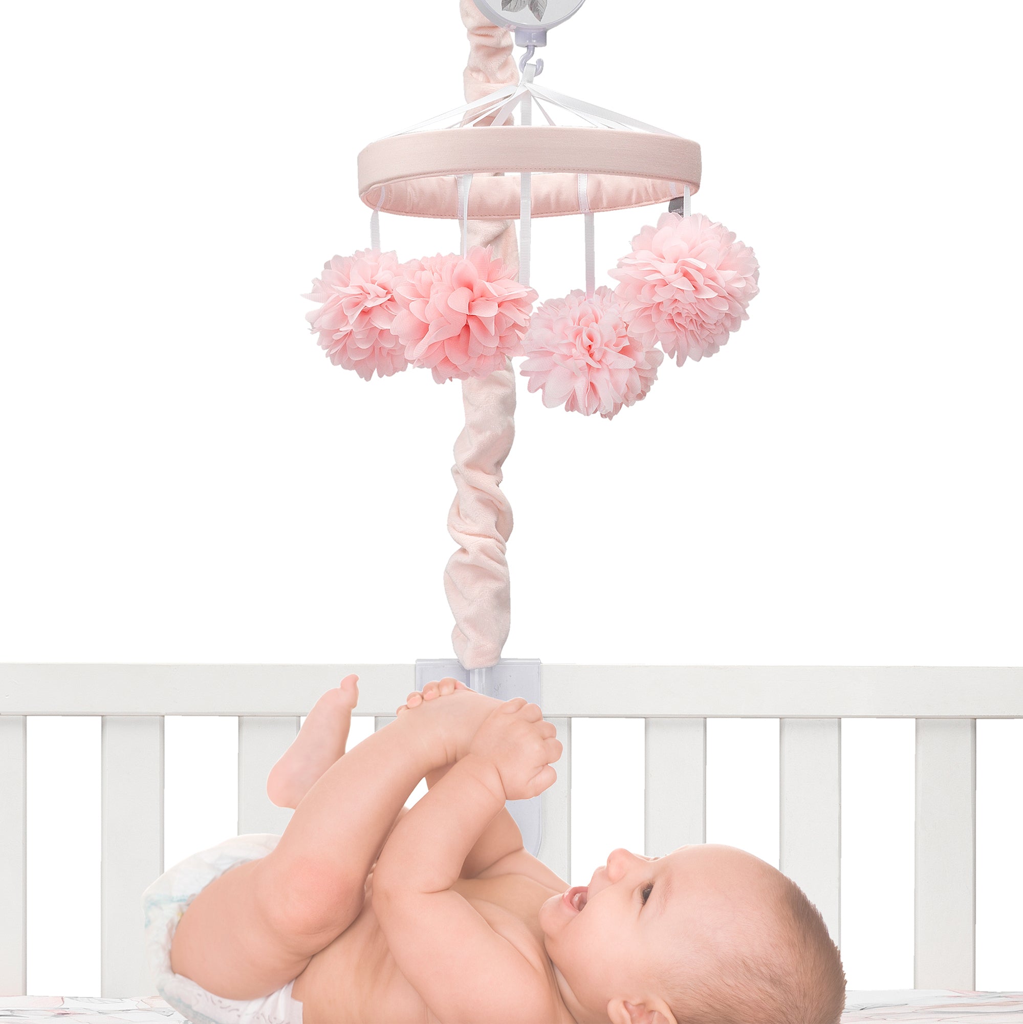 Signature Botanical Baby Pink Floral Musical Baby Crib Mobile