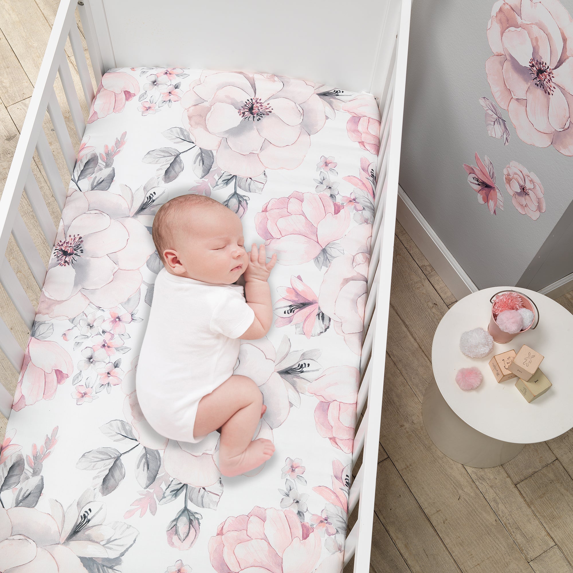 Signature Botanical Baby Watercolor Floral 4-Piece Crib Bedding