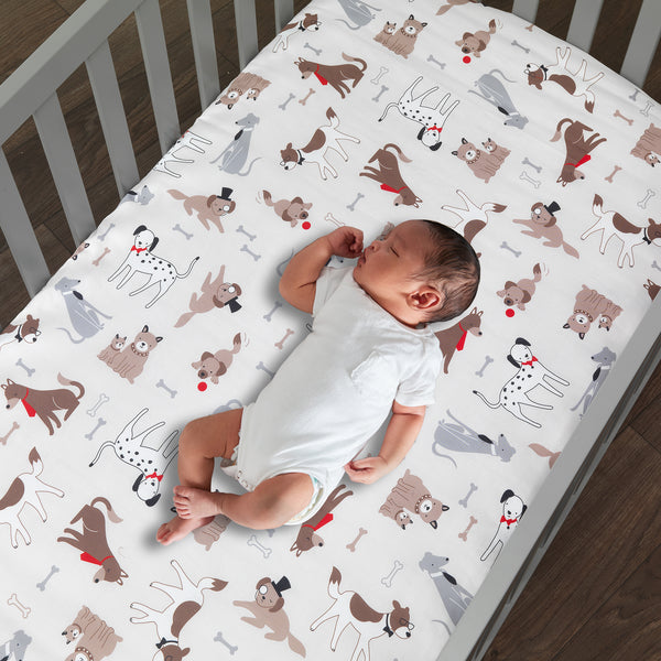 Bow Wow Cotton Fitted Crib Sheet by Lambs & Ivy