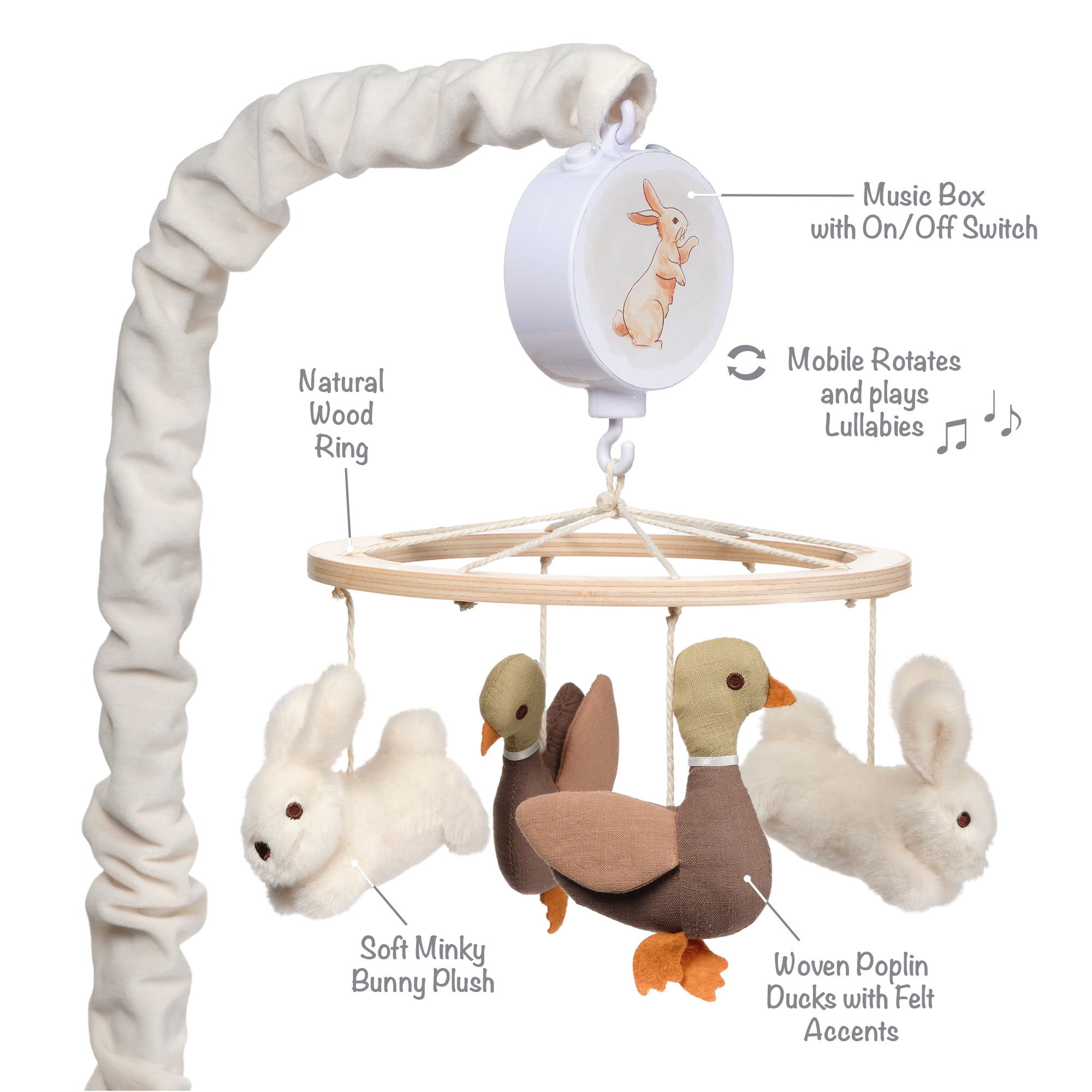 Bunny Hop Musical Baby Crib Mobile by Lambs & Ivy