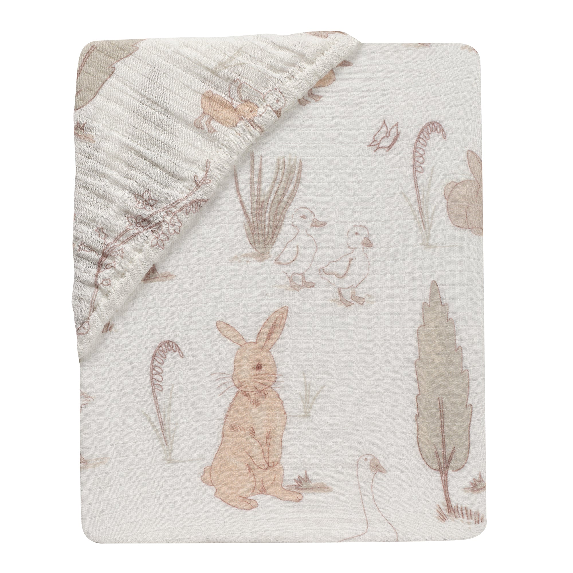 Bunny Hop Organic Cotton Muslin Crib Sheet by Lambs & Ivy