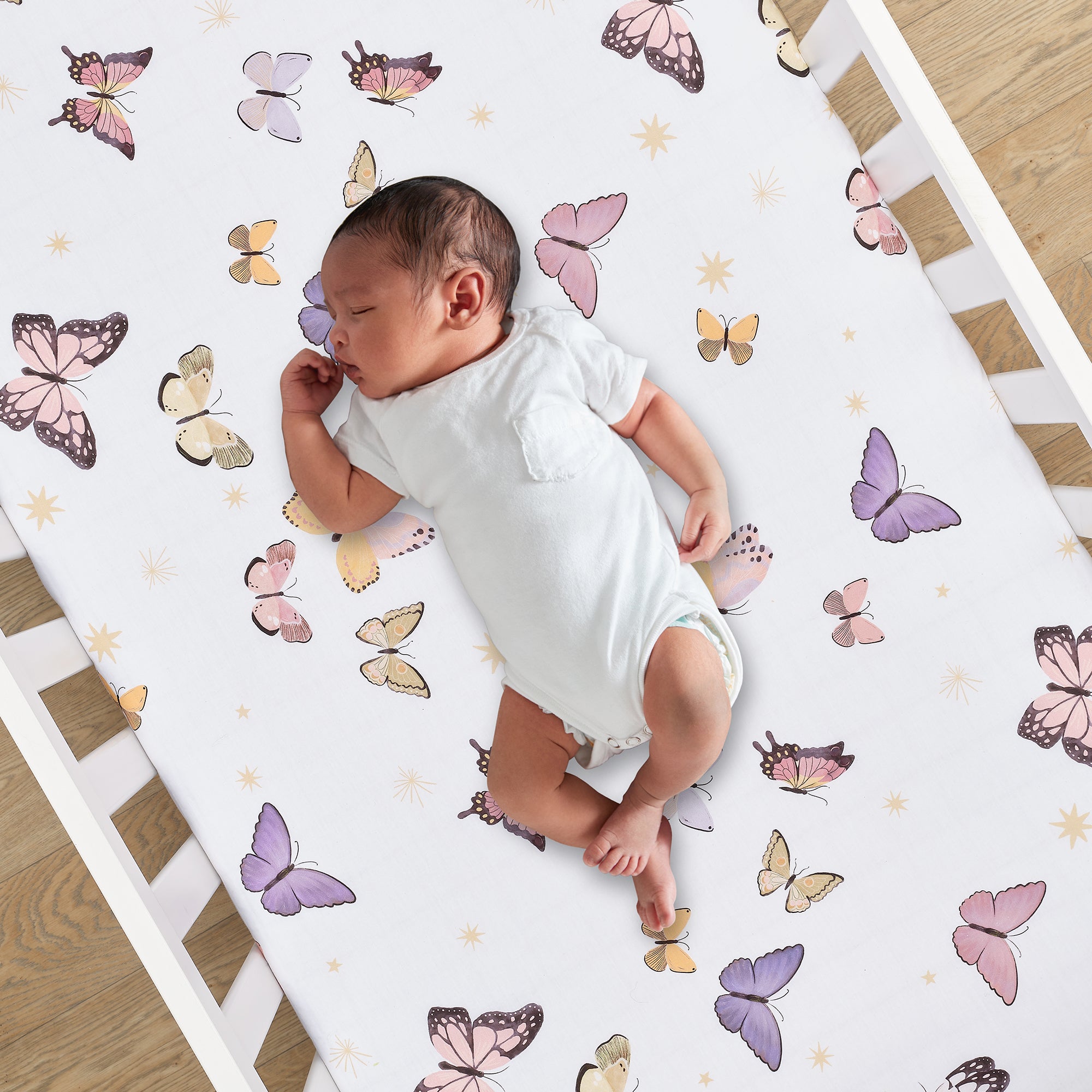 Butterfly Dreams Breathable 100% Cotton Fitted Baby Crib Sheet