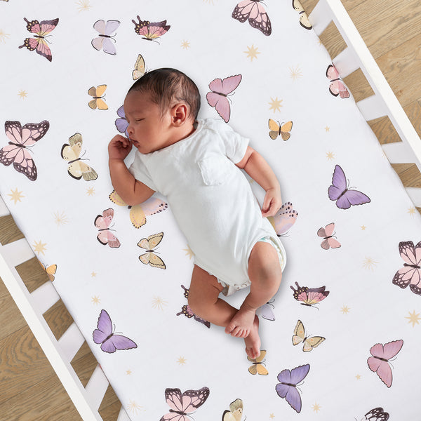 Butterfly Dreams Cotton Fitted Crib Sheet by Lambs & Ivy