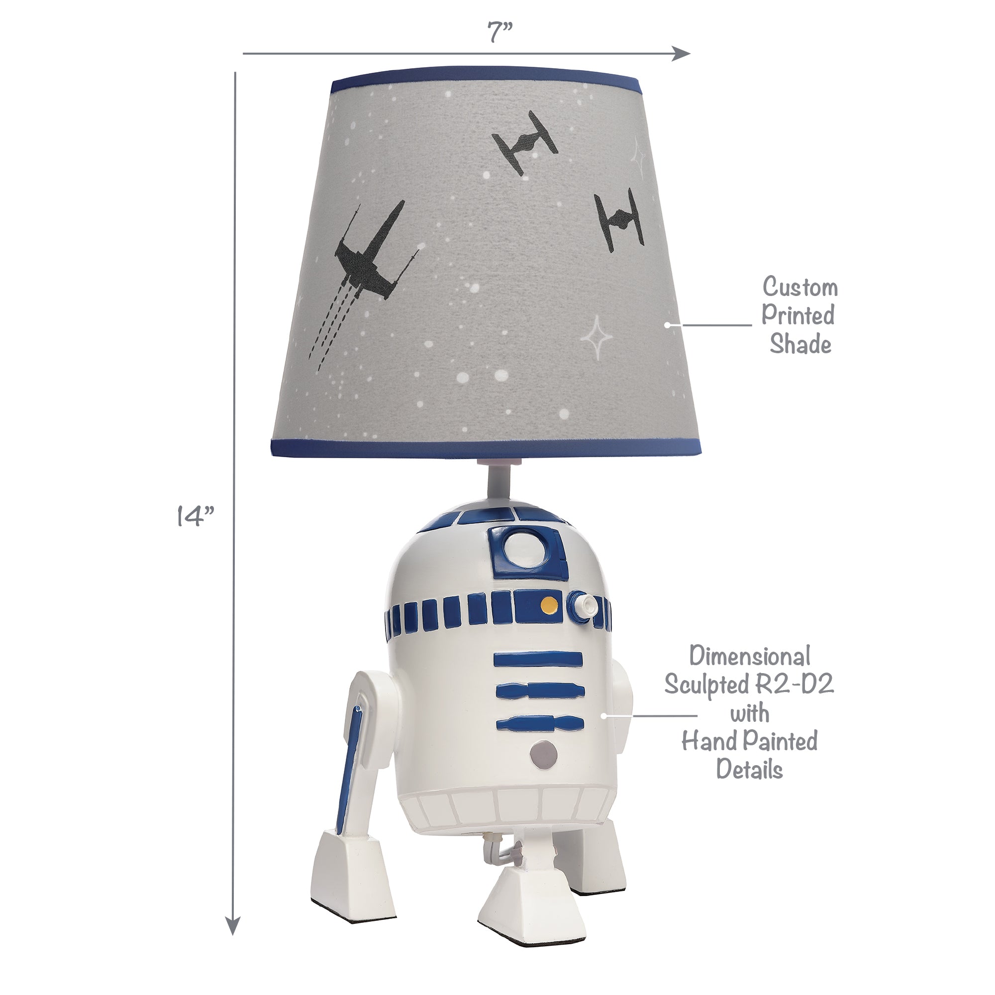 Star Wars Classic Hand Painted R2-D2 Lamp with Shade & Bulb