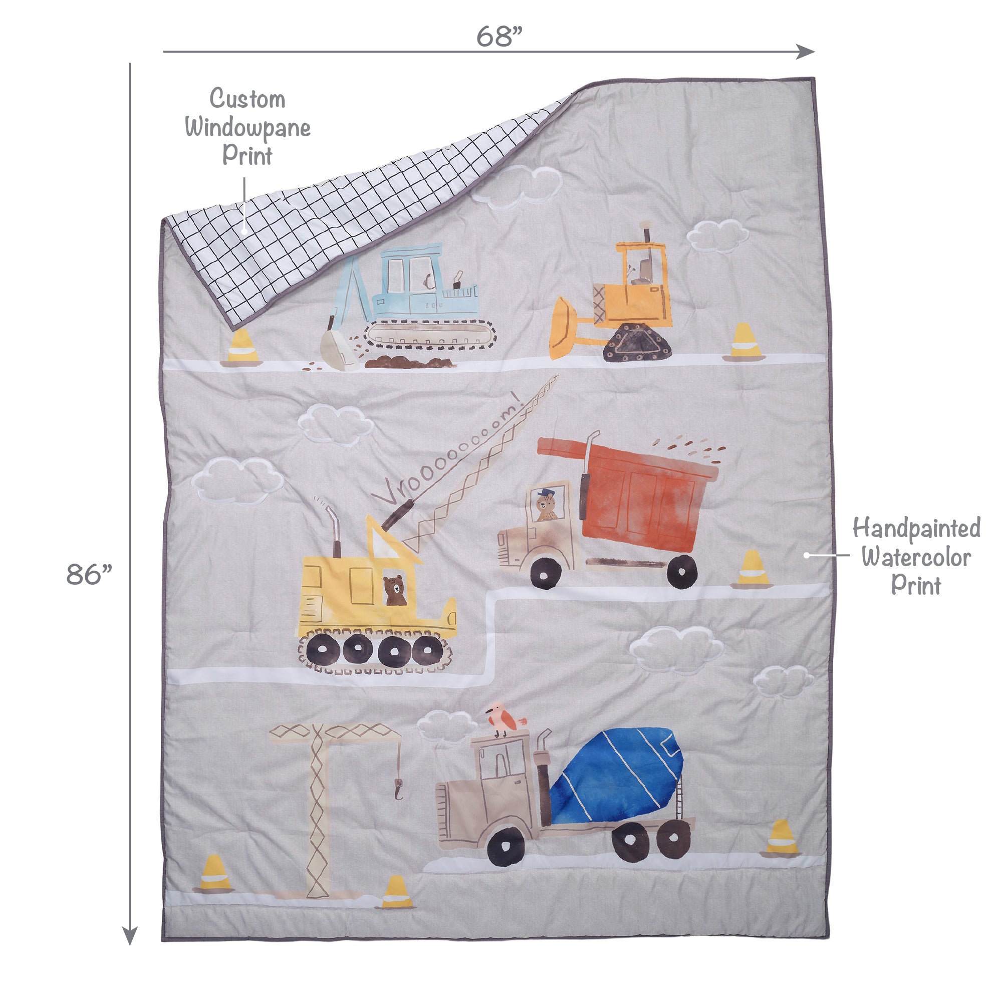 Construction Zone Twin Quilt & Pillow Sham Set by Bedtime Originals