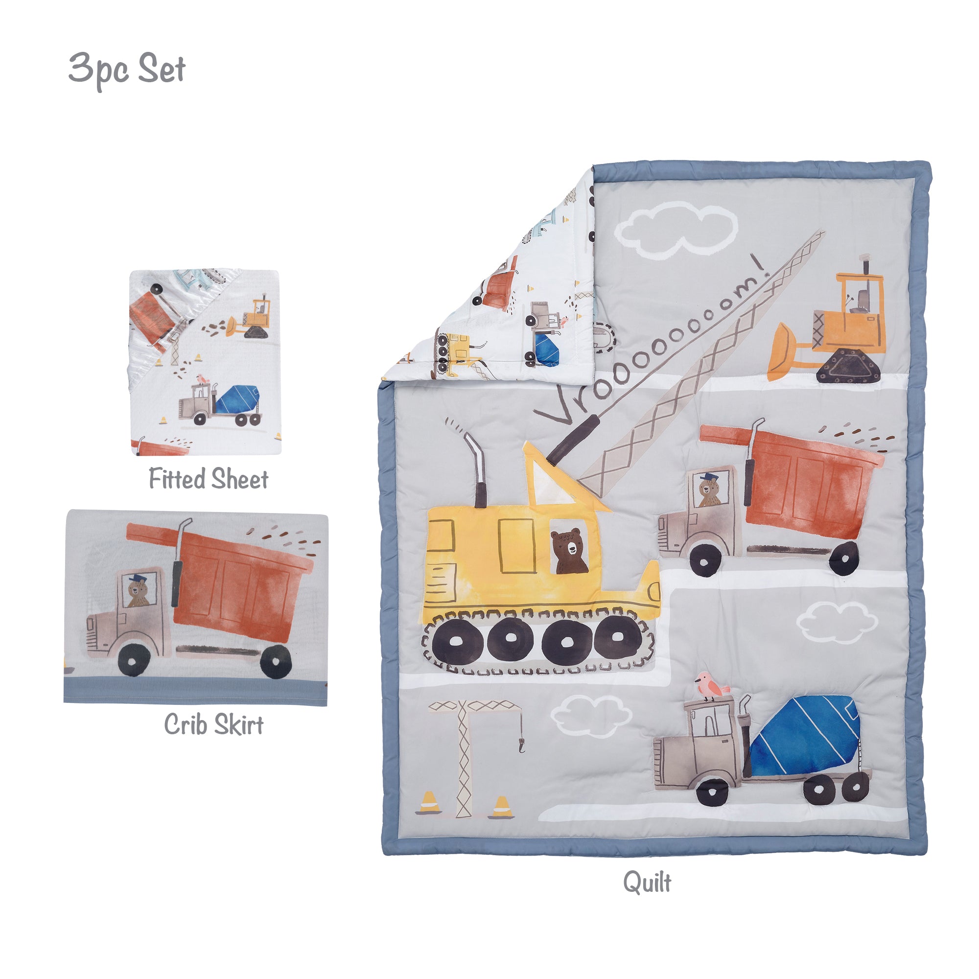 Construction Zone 3-Piece Crib Bedding Set by Bedtime Originals