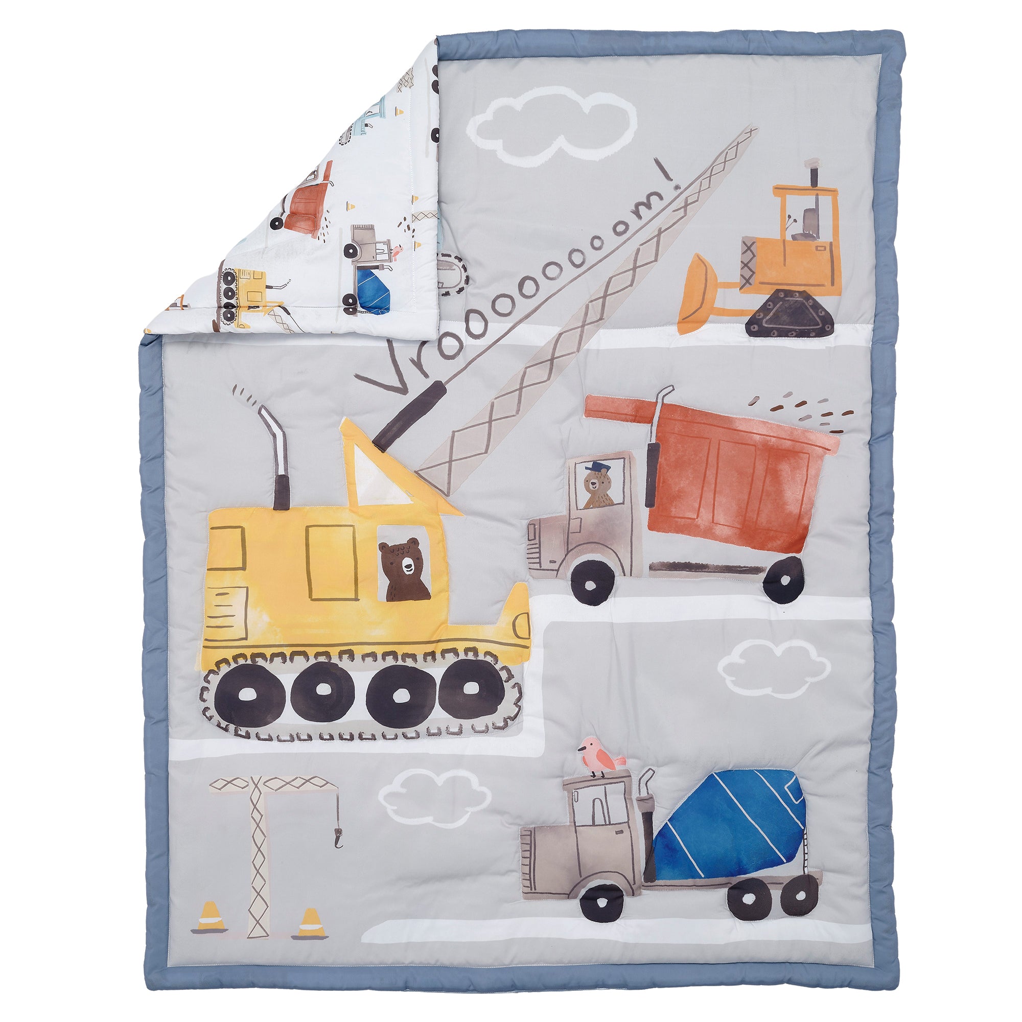 Construction Zone 3-Piece Trucks Nursery Baby Crib Bedding Set