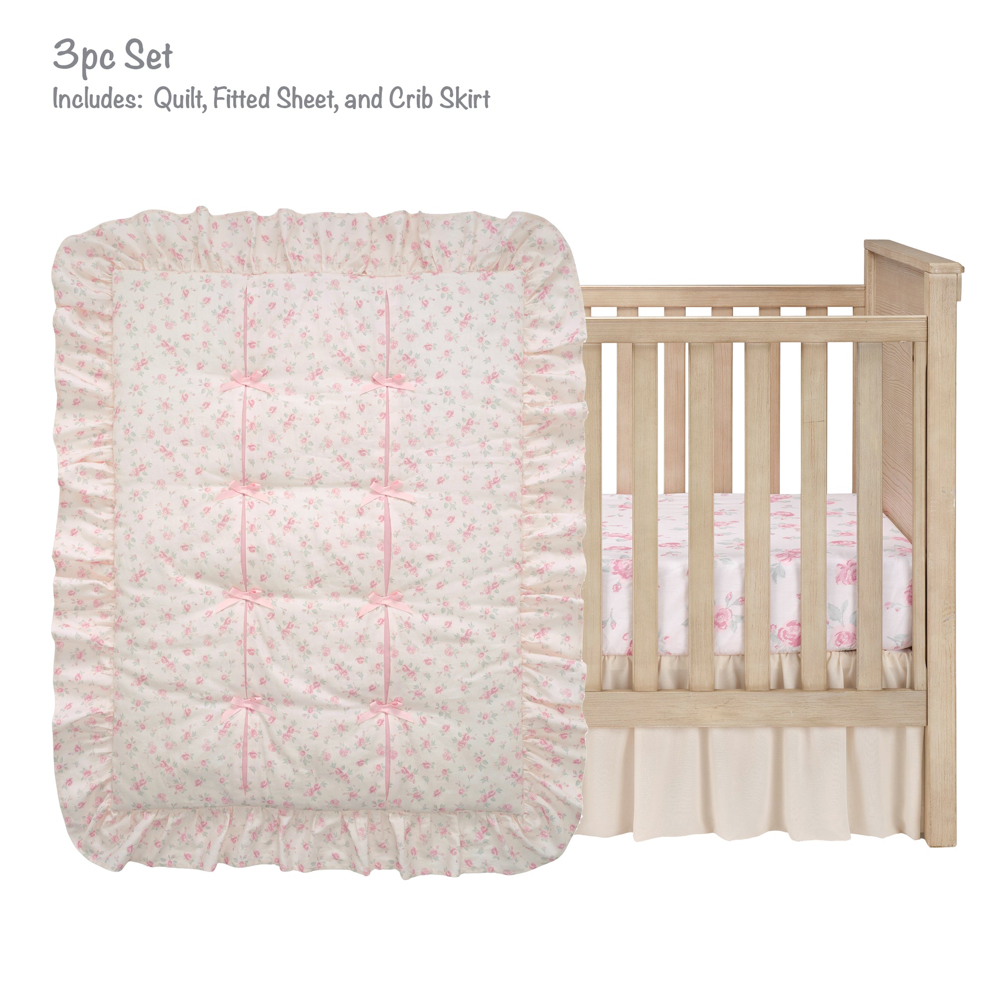 Coquette Floral 3-Piece Crib Bedding Set by Lambs & Ivy