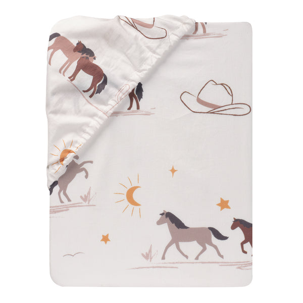 Country Western Cotton Fitted Crib Sheet by Lambs & Ivy
