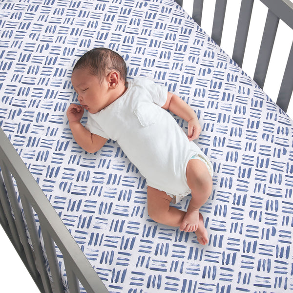 Signature Crosshatch Organic Cotton Fitted Crib Sheet by Lambs & Ivy