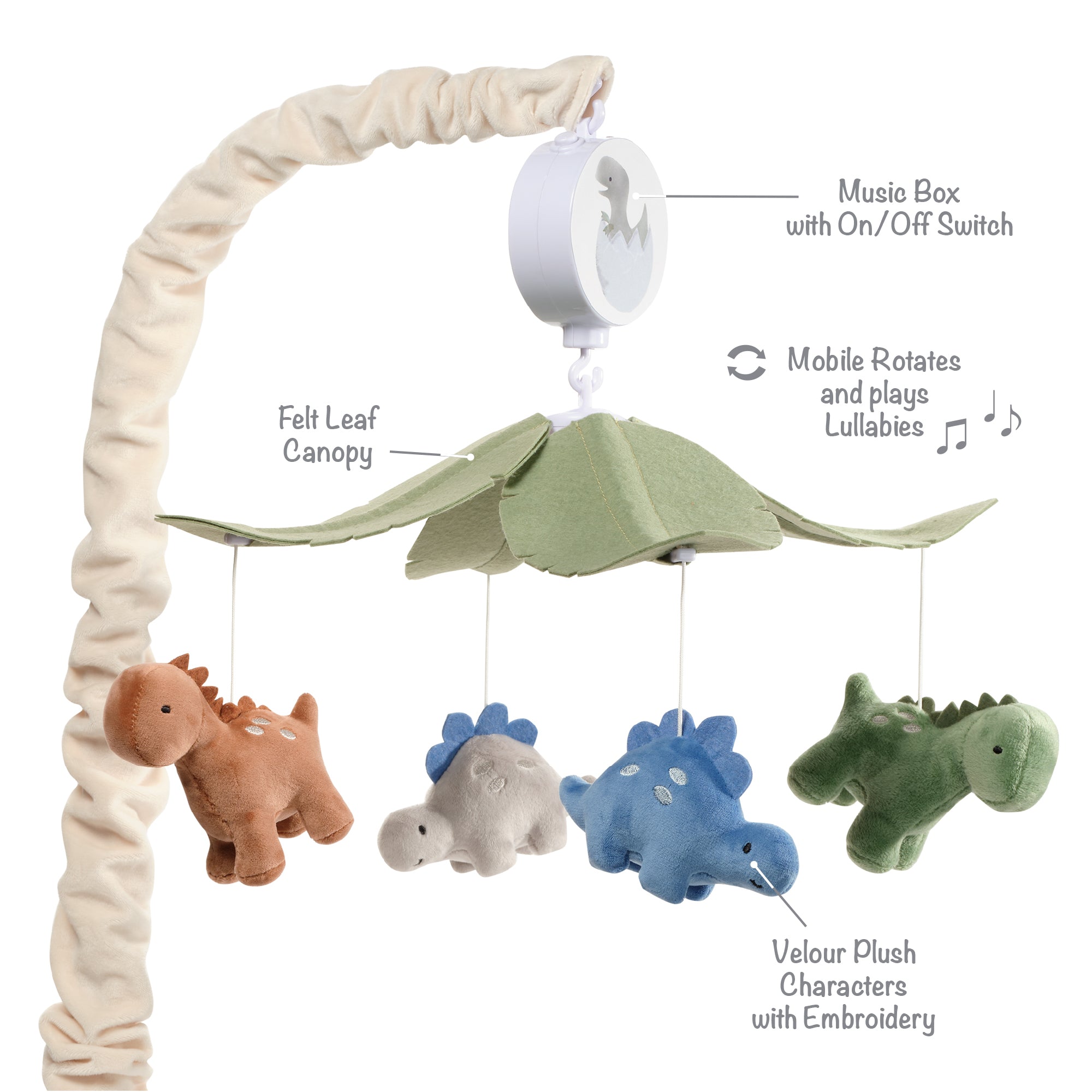Dino-Might Musical Baby Crib Mobile by Lambs & Ivy