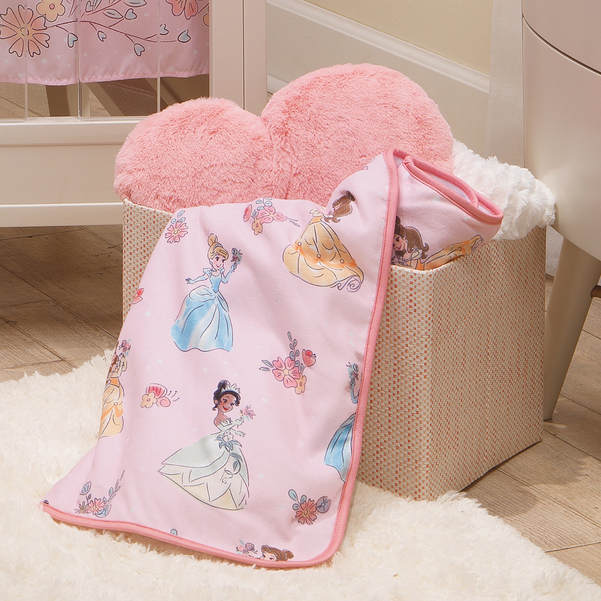Disney Princesses Pink Fleece Baby Blanket Belle/Tiana