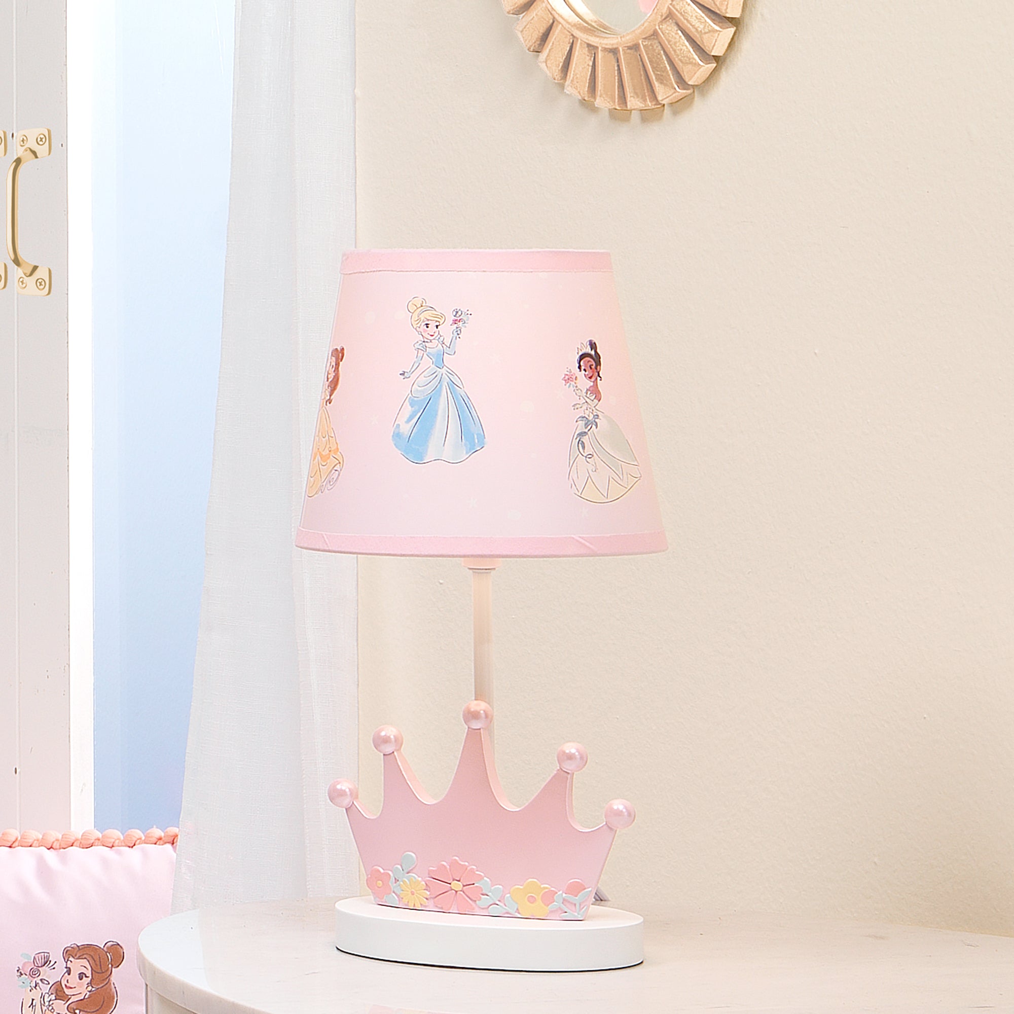 Disney Princesses Pink Crown Nursery Lamp with Shade & Bulb