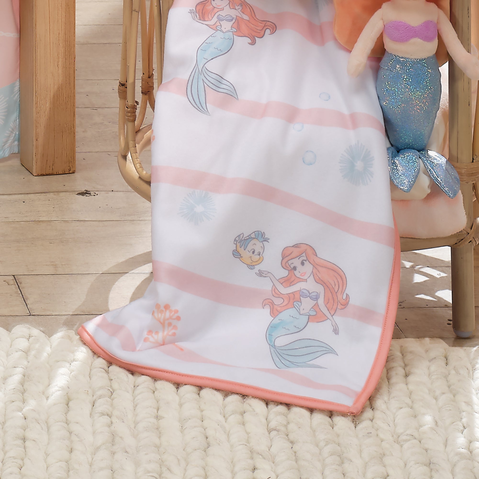 Disney Baby The Little Mermaid White Baby Blanket Ariel – Lambs
