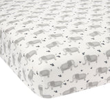 Signature Gray Elephant Organic Cotton Fitted Crib Sheet by Lambs & Ivy