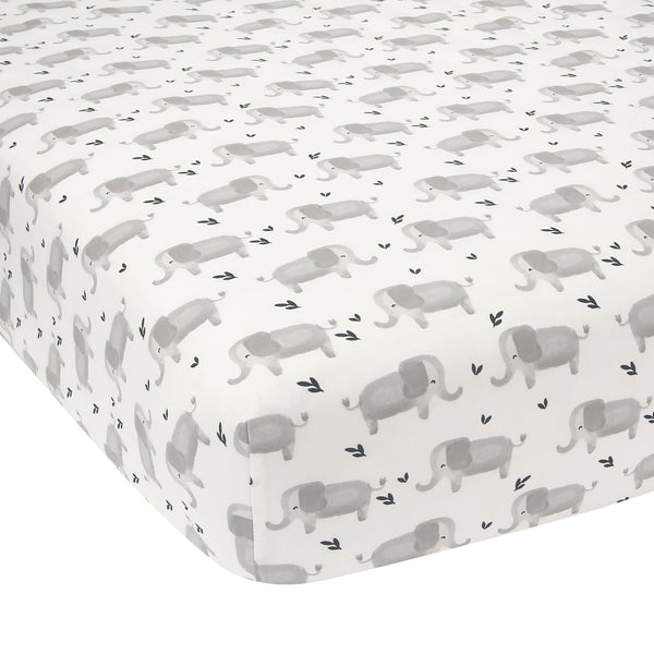 Signature Gray Elephant Organic Cotton Fitted Crib Sheet by Lambs & Ivy