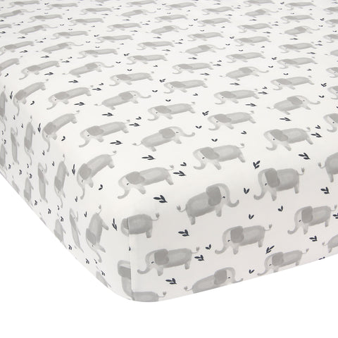 Signature Gray Elephant Organic Cotton Fitted Crib Sheet by Lambs & Ivy