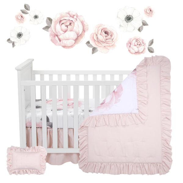 Floral Garden Floral Baby Crib Bedding in Pink Shop 5 Piece Pink Floral Crib Bedding Set Lamb Ivy