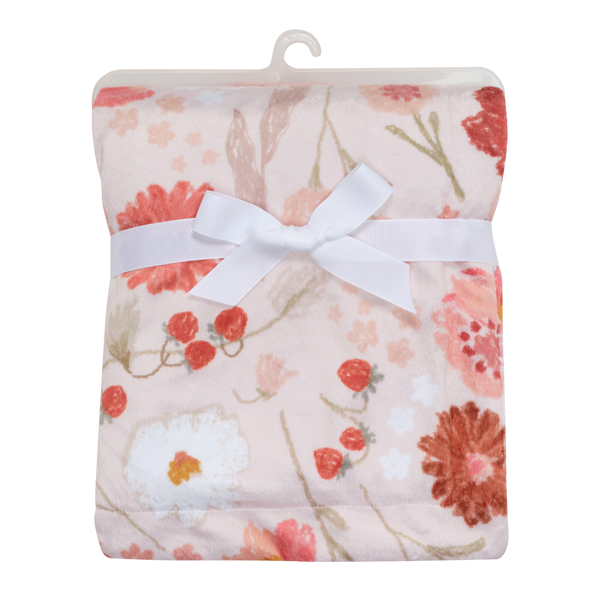 Flower Power Floral/Strawberry Soft/Cozy Fleece Baby Blanket
