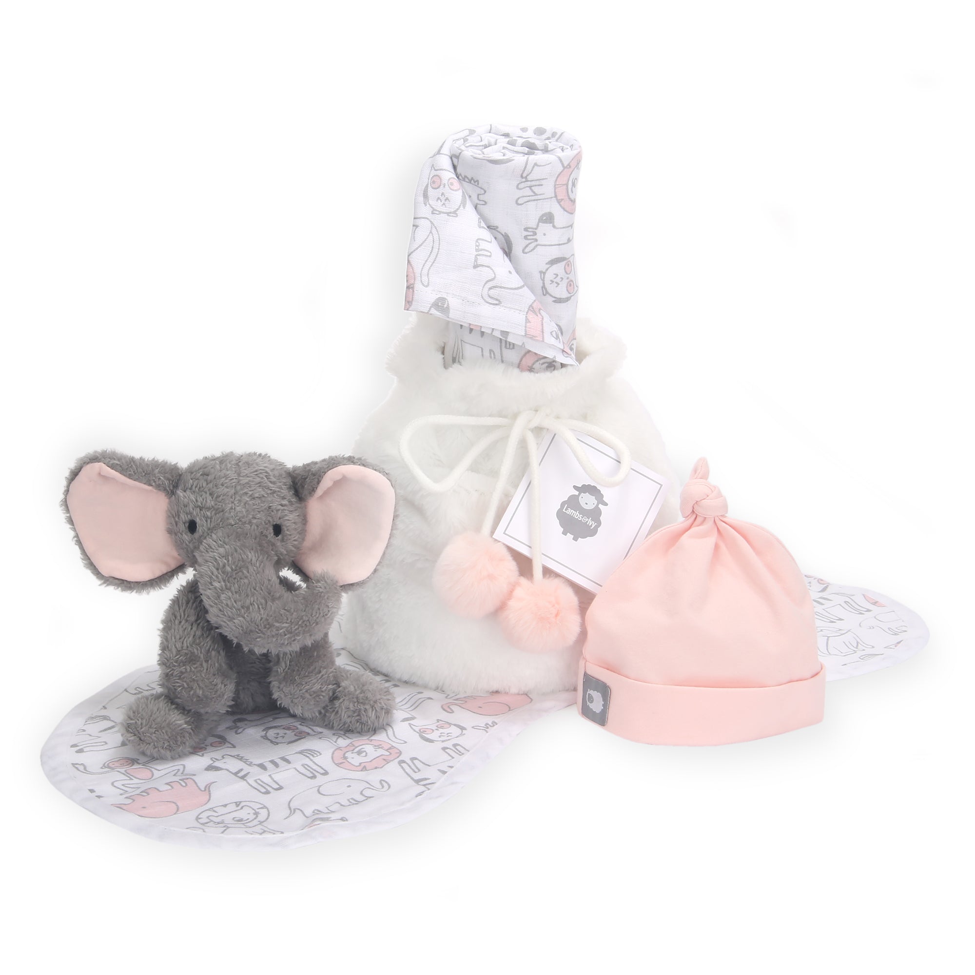 5 Piece Pink/Gray Baby Gift Set by Lambs & Ivy