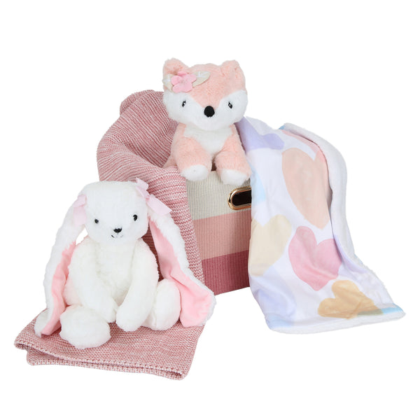 Luxury Pink 5-Piece Baby Gift Basket by Lambs & Ivy