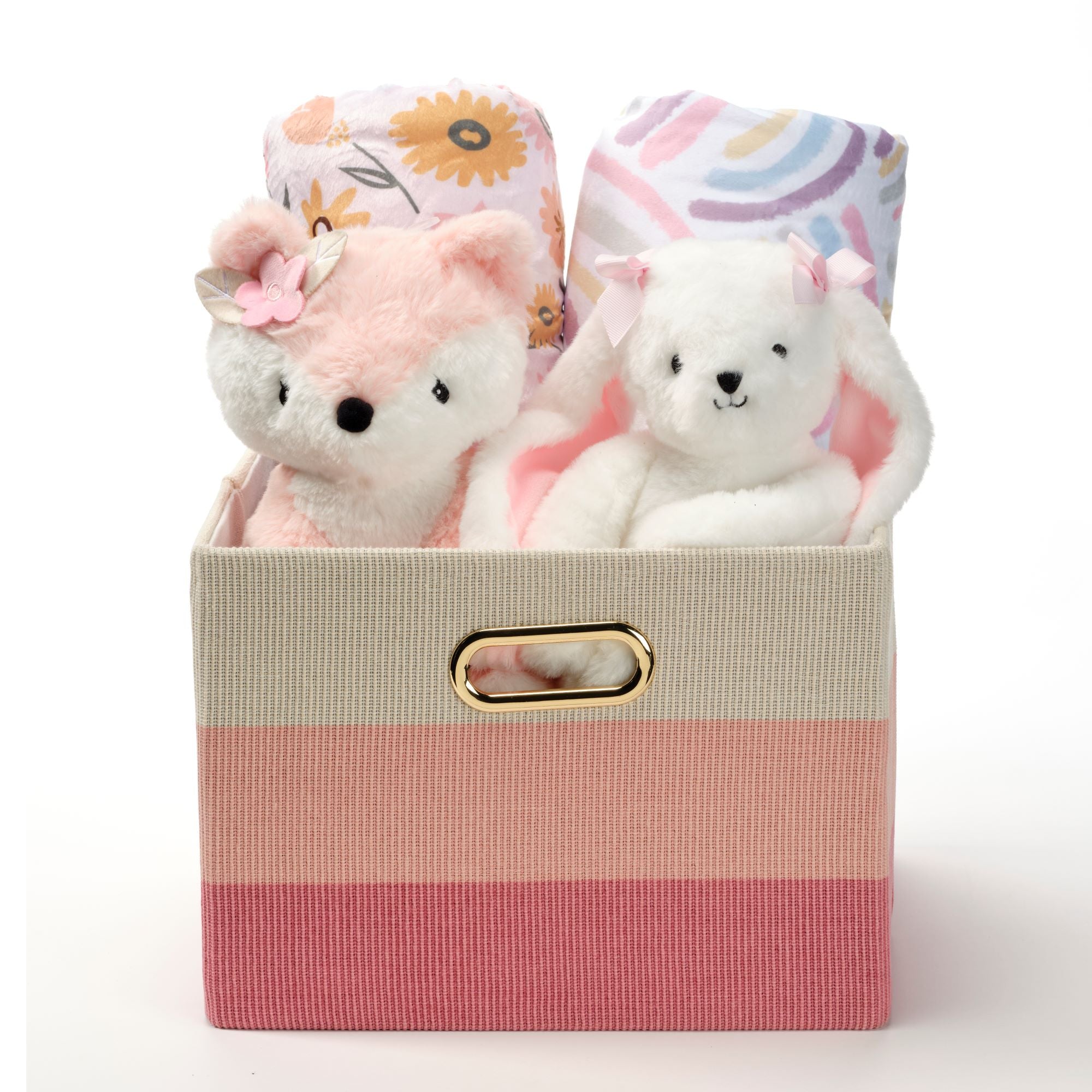 Pink/White 5-Piece Luxury Infant / Newborn / Baby Gift Basket by Lambs & Ivy