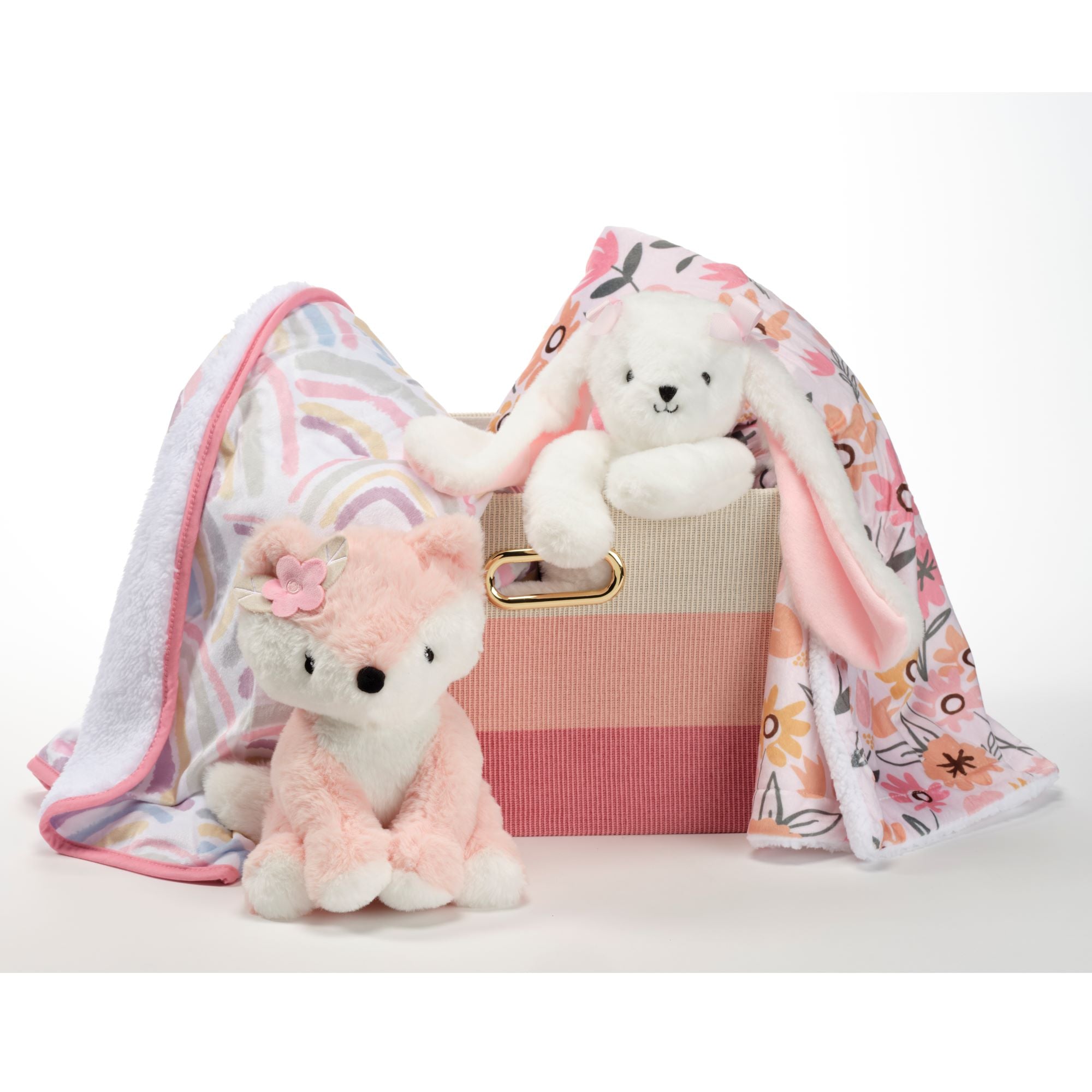Pink/White 5-Piece Luxury Infant / Newborn / Baby Gift Basket by Lambs & Ivy
