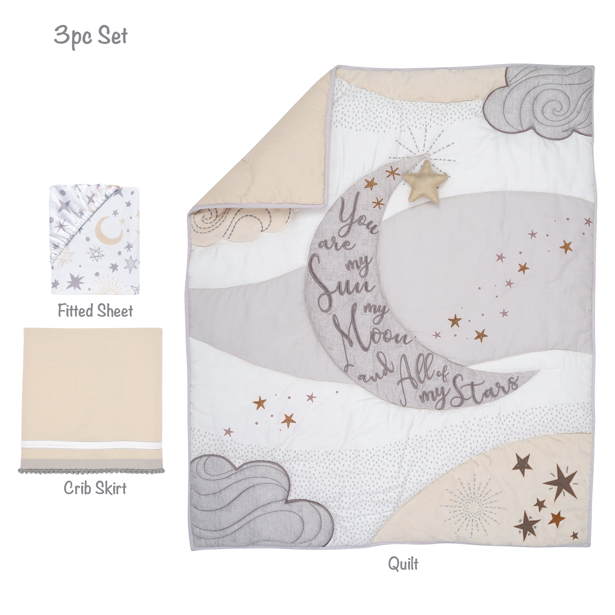 Goodnight Moon 3-Piece Celestial Nursery Baby Crib Bedding Set