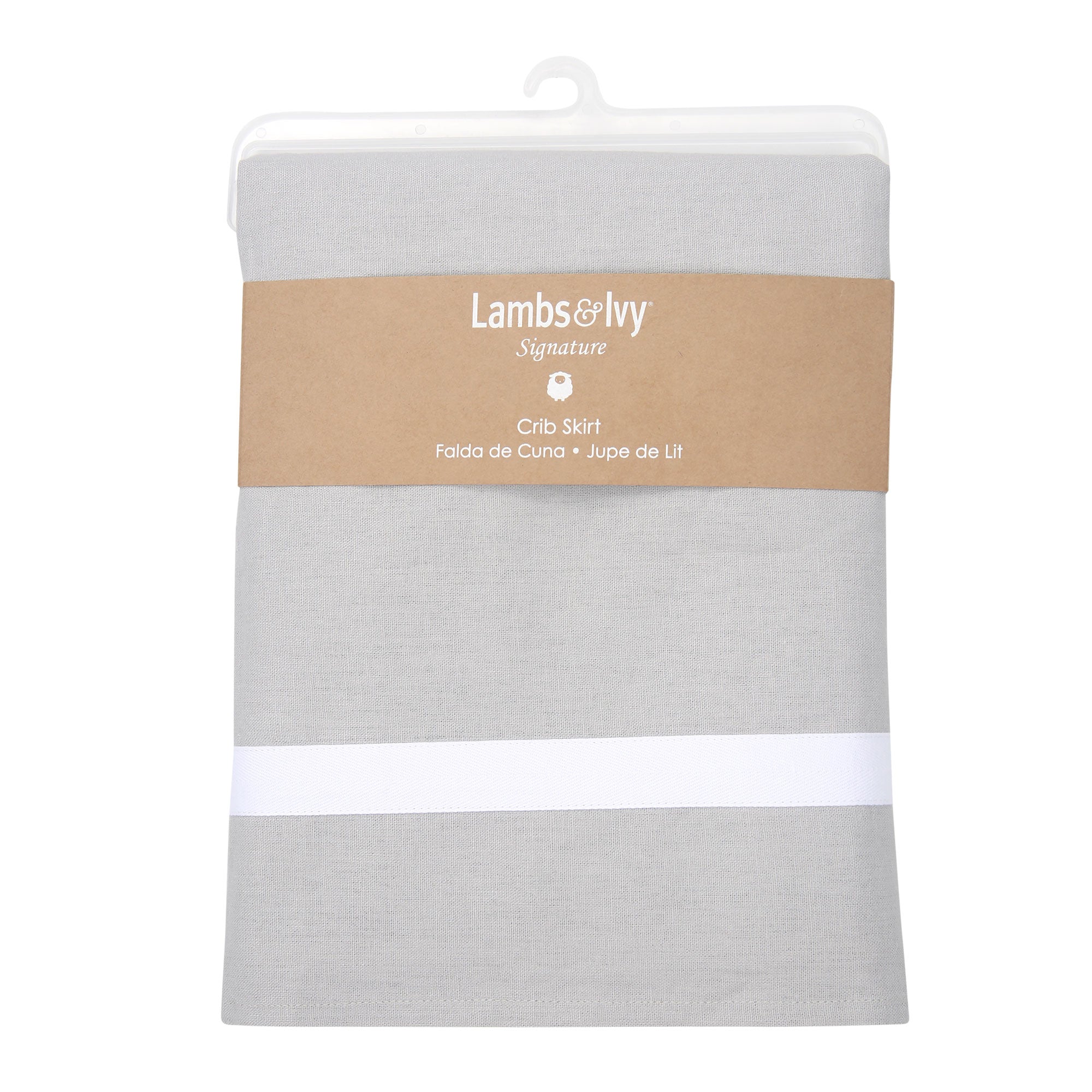 Signature Gray Linen Crib Skirt by Lambs & Ivy