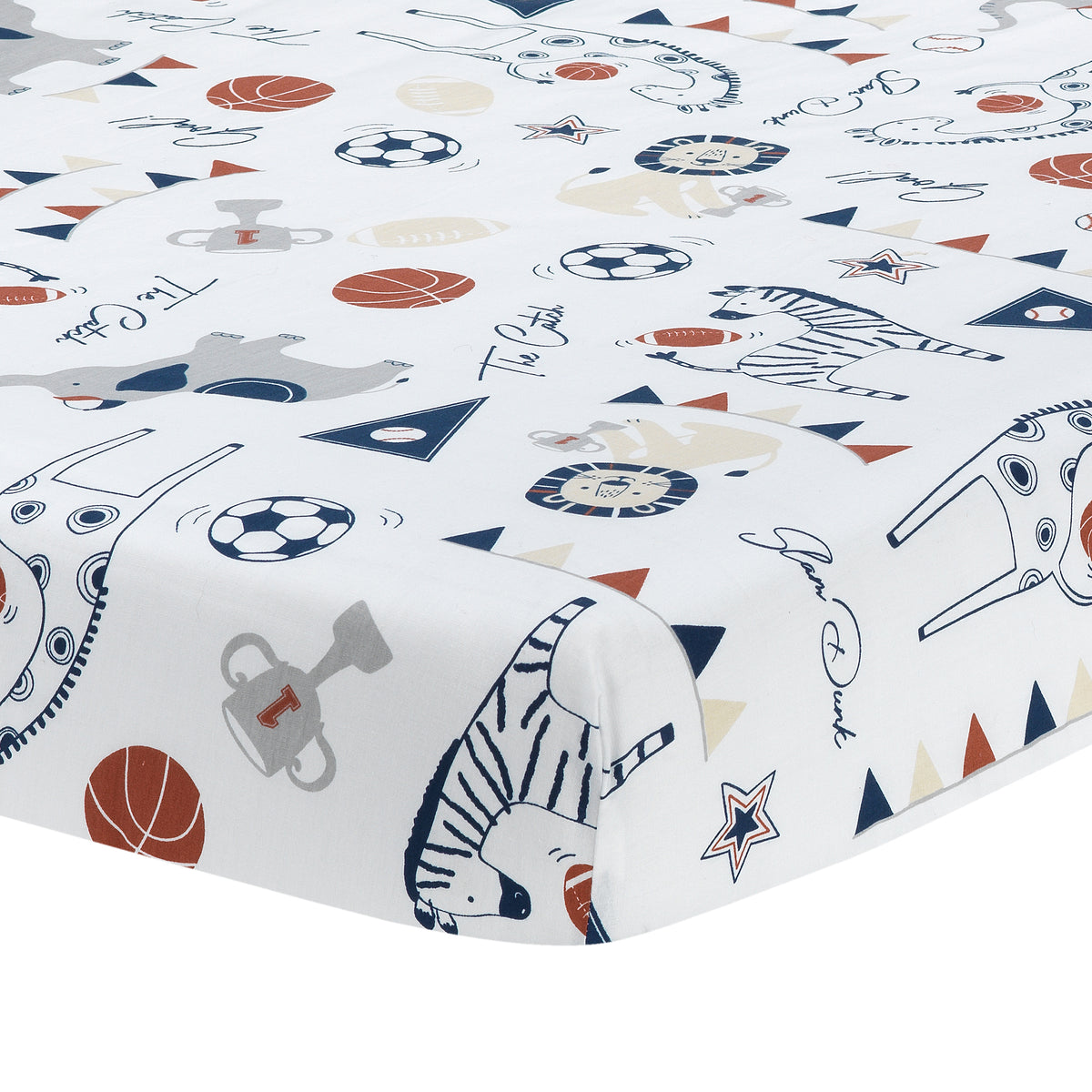 Hall of Fame Animals/Sports 100 Cotton Fitted Baby Crib Sheet Lambs