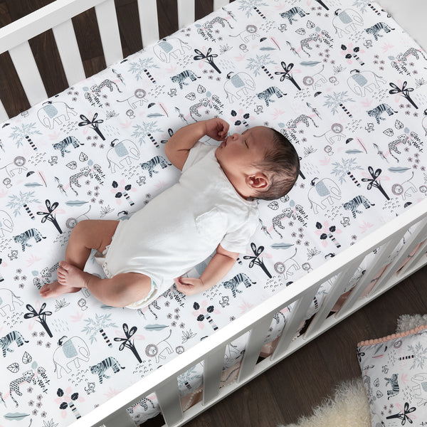 Happy Jungle Fitted Crib Sheet by Lambs & Ivy