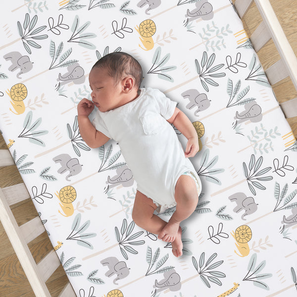 Jungle Adventure Cotton Fitted Crib Sheet by Lambs & Ivy