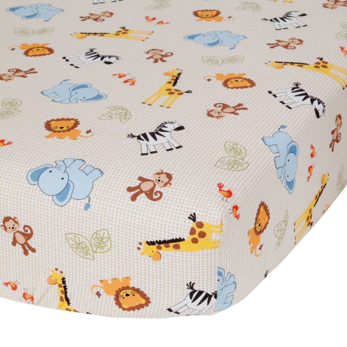 Jungle Buddies Beige Safari Animals Fitted Baby Crib Sheet – Lambs & Ivy