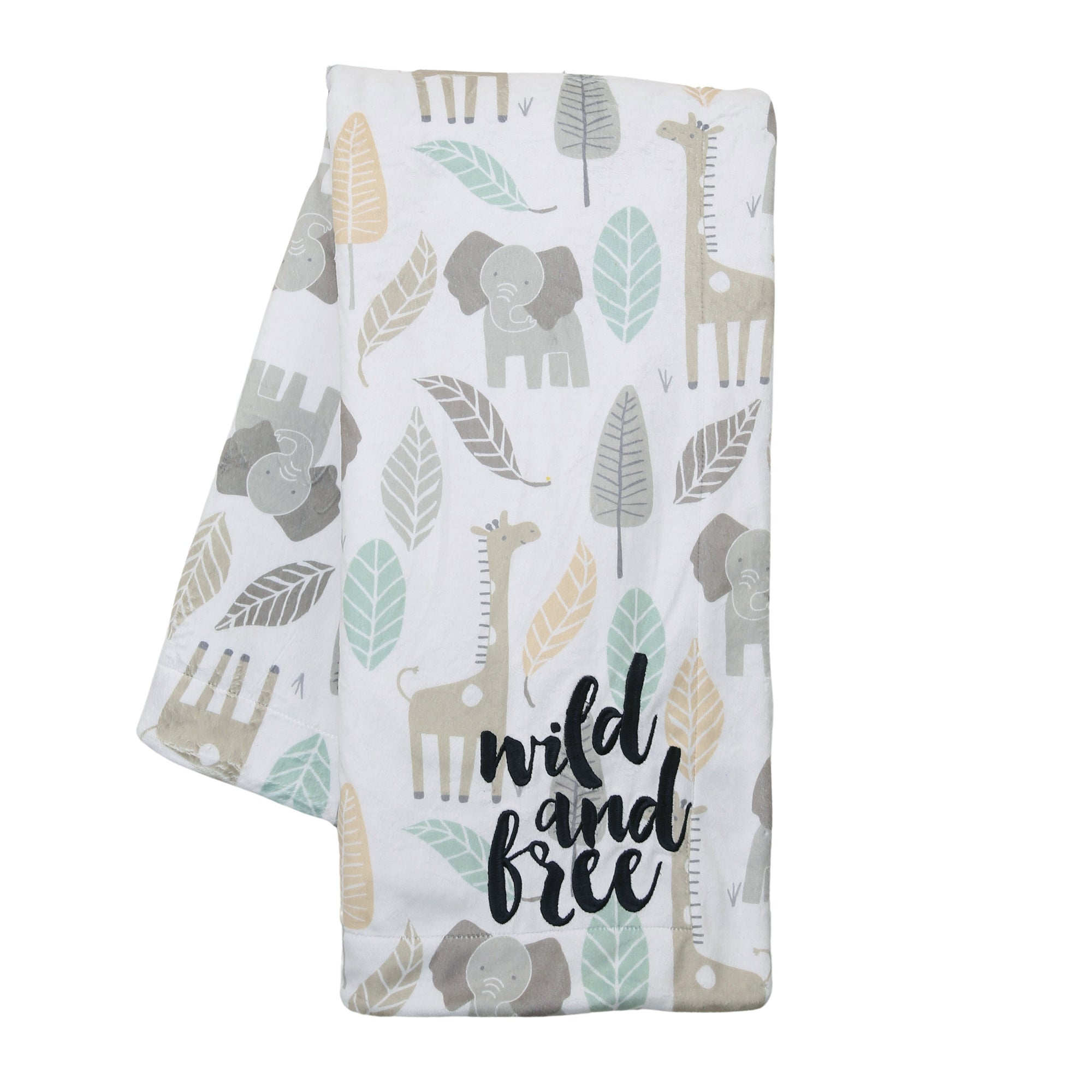 Jungle Friends Elephant/Giraffe Safari Soft Fleece Baby Blanket