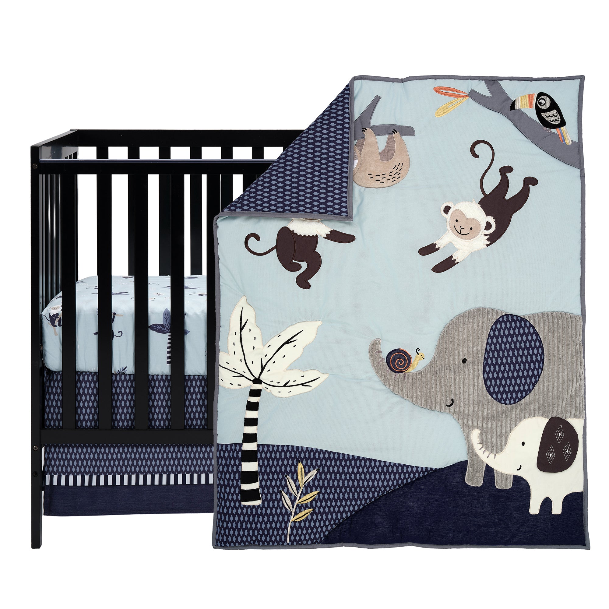 summer infant monkey jungle 4 piece crib bedding set Jungle Party 3-Piece Elephant/Monkey Baby Crib Bedding Set – Lambs & Ivy