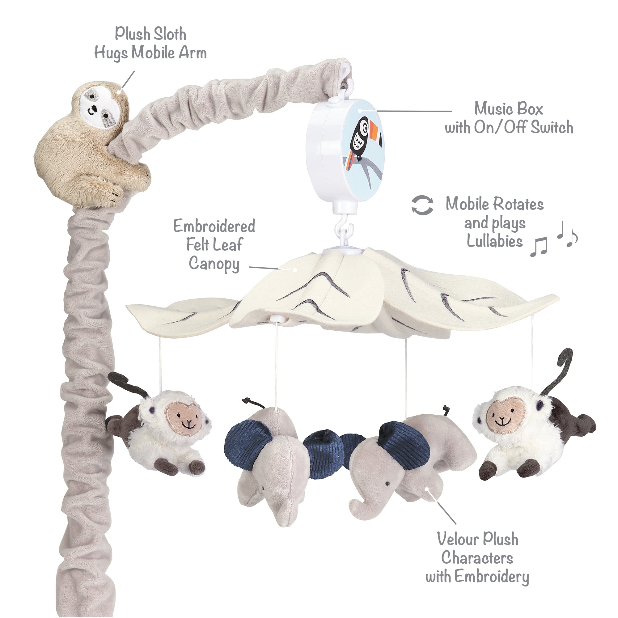 Jungle Party Musical Baby Crib Mobile by Lambs & Ivy